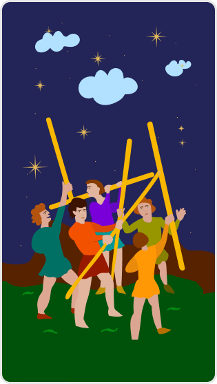 Değnek Beşlisi tarot kartı
