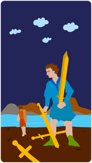 Kılıç Beşlisi tarot kartı