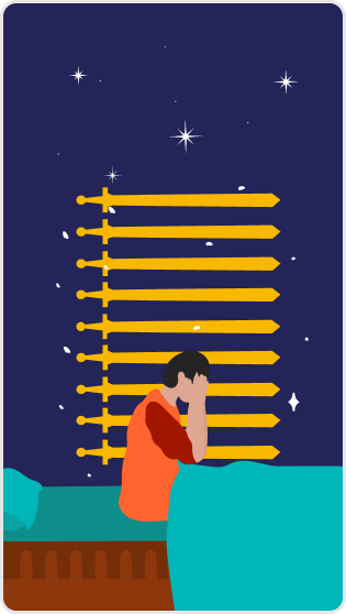 Kılıç Dokuzlusu tarot kartı