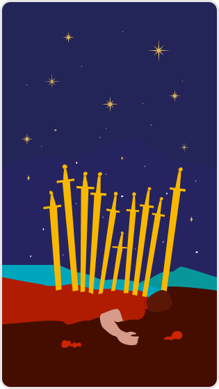 Kılıç Onlusu tarot kartı