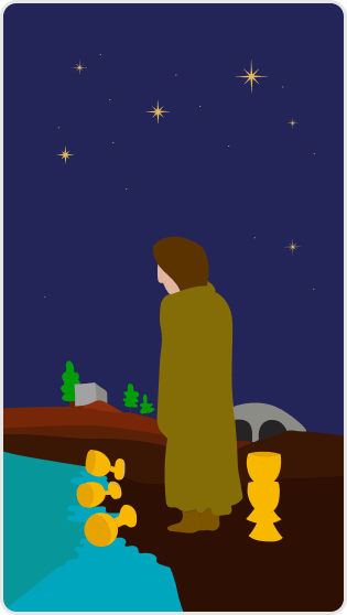 Kupa Beşlisi tarot kartı