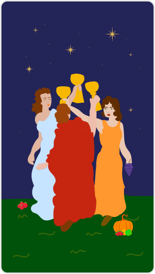 Kupa Üçlüsü tarot kartı
