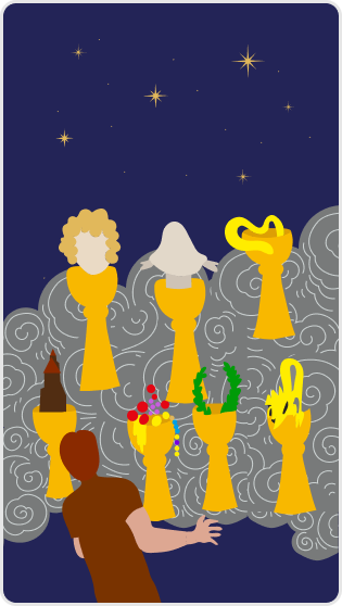 Kupa Yedilisi tarot kartı